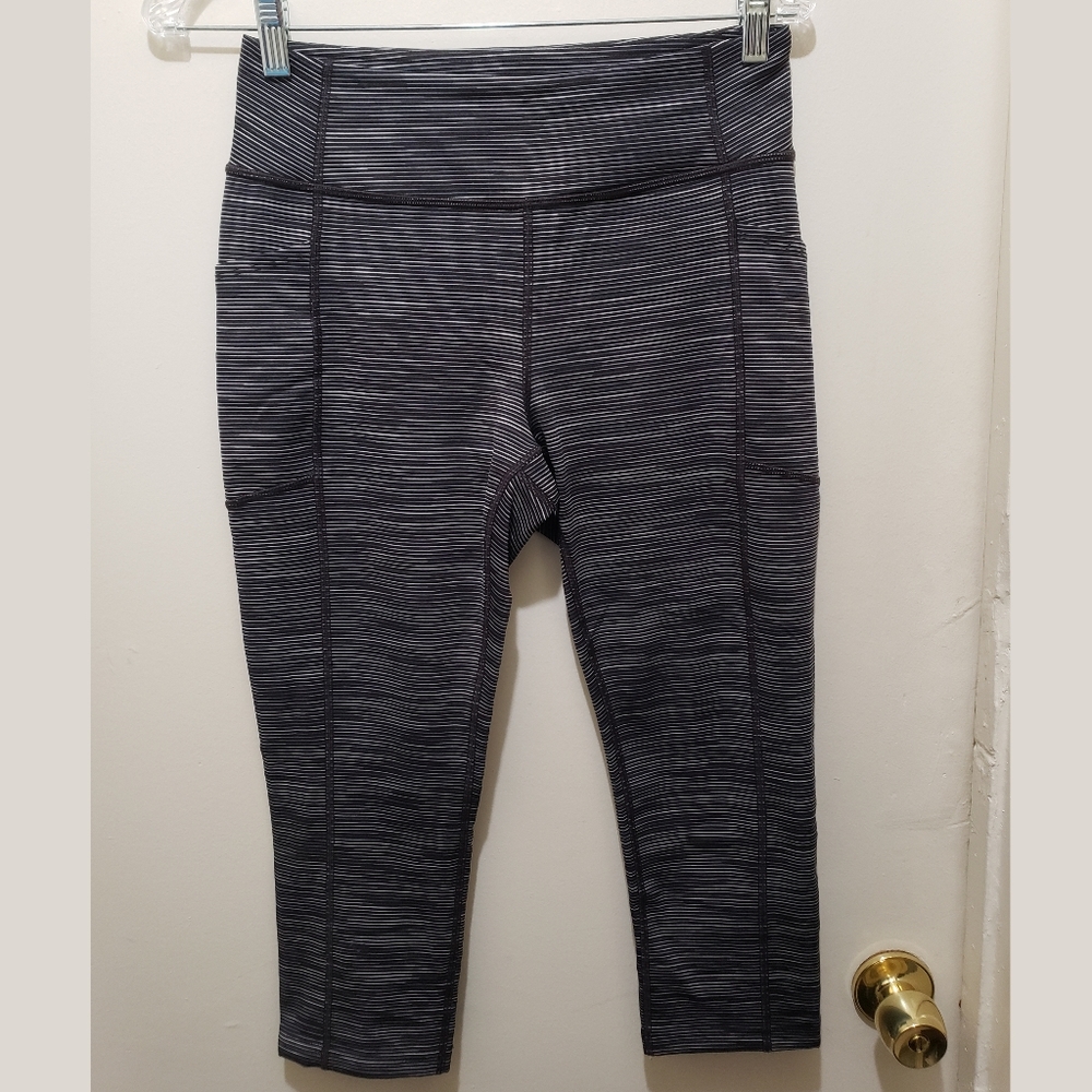 Black and Gray Striped Capris